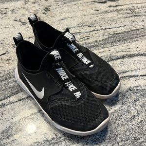 Nike flex runner. Black. Easy on and off. Child size 12c. EUC